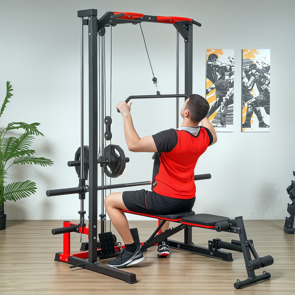 Soozier Smith Machine, Multi-Function Power Cage with Lat Pull Down System