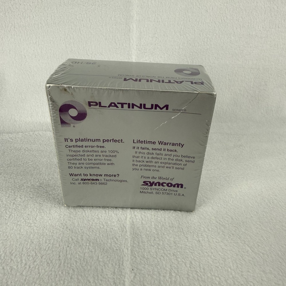 Syncom Platinum Microdisks, Double Sided, 3.5", 10 Pack, Sealed