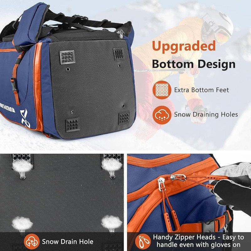 Ski Boot Backpack Waterproof Durable Large Capacity Gear Bag W/ Pockets New