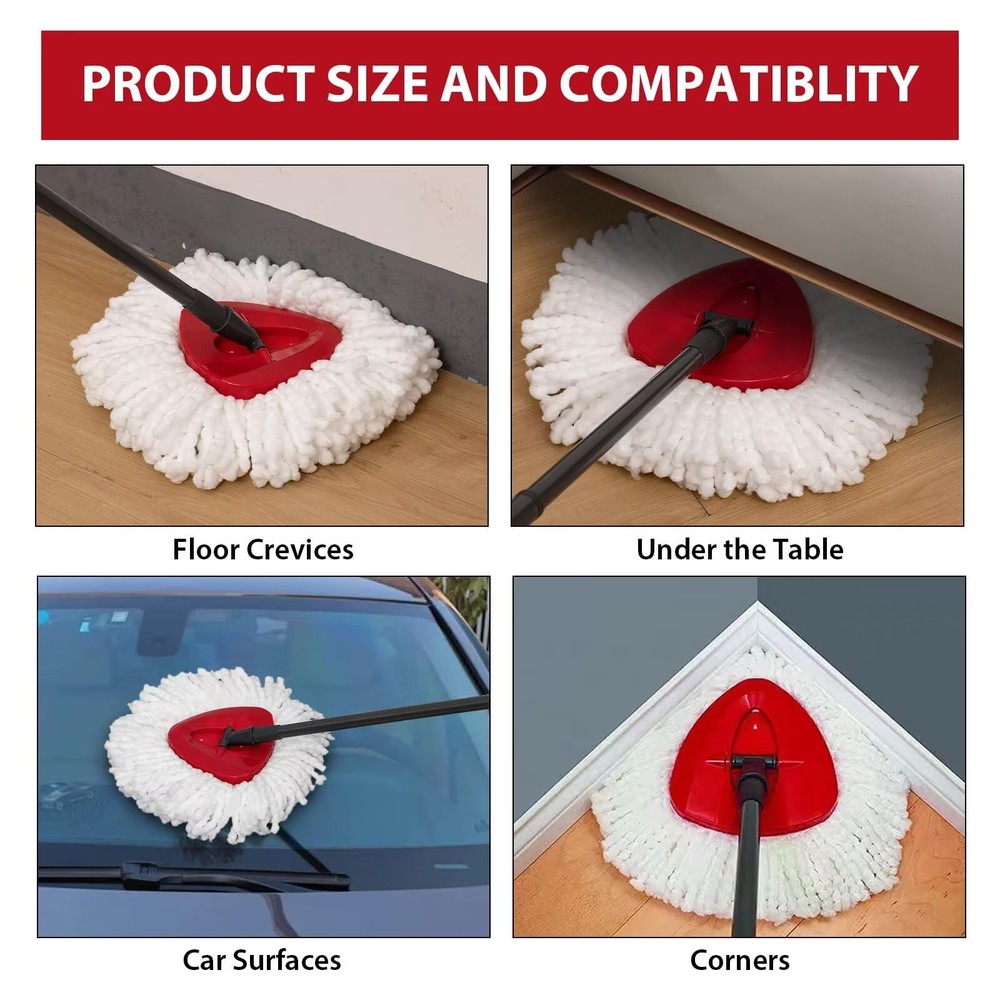 Spin Mop Replacement Heads, 4 Pack, White