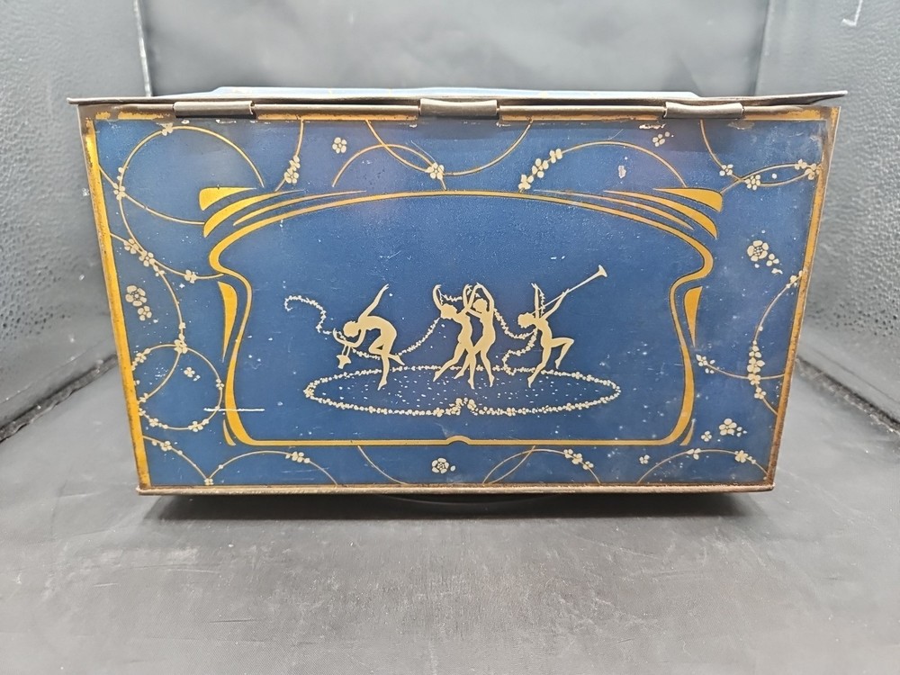 1920's Globe Soap Hinged Top Tin- Dancing Nymphs