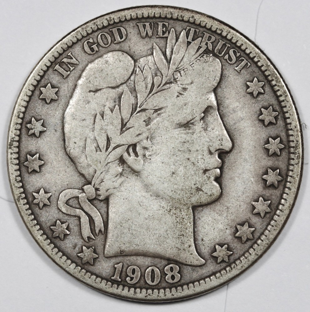 1908-o Barber Half.  Fine.  208478