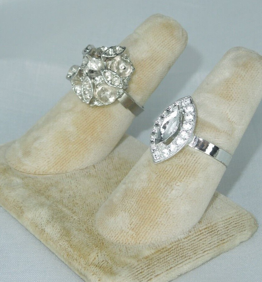 2 Ring Blanks Settings Cabochon Adjustable silver Plated Brass NEW 85V
