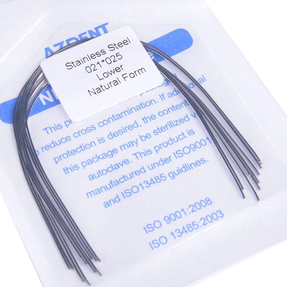 AZDENT Dental Orthodontic Arch Wires Stainless Rectangular Natural For Bracket