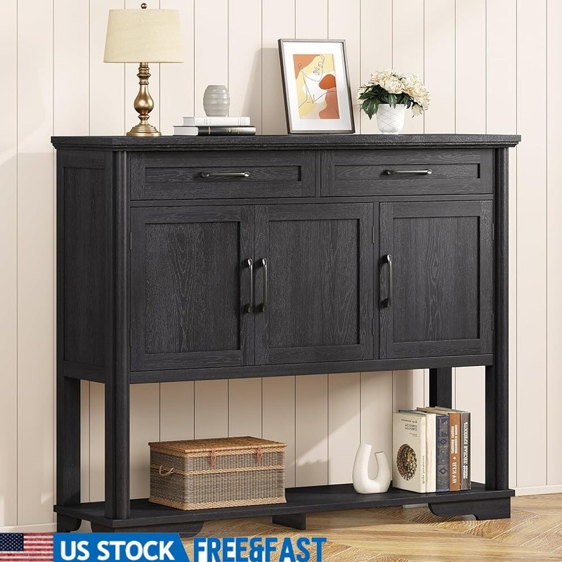 Elegant Entryway Table Console Cabinet Storage Buffet W/ 3 Doors & 2 Drawers New