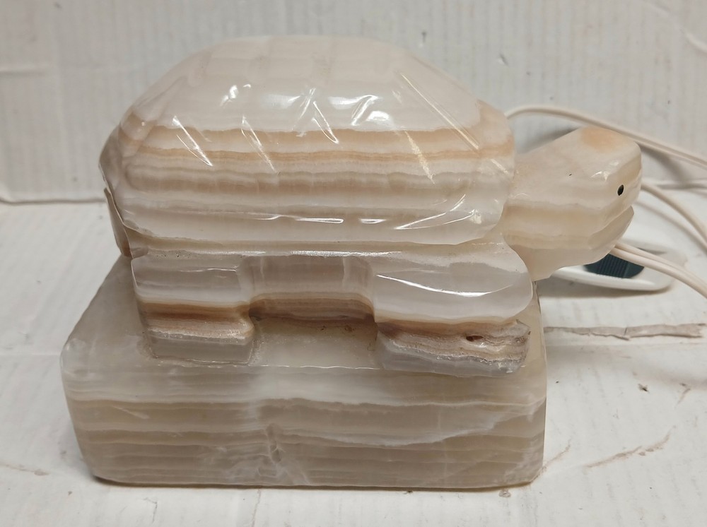 Heavy Onyx Turtle Lamp Nightlight Electric Plug In