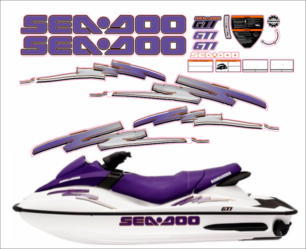 SEADOO GTI  2003 Graphics / Decal / Sticker Kit ORANGE / PURPLE