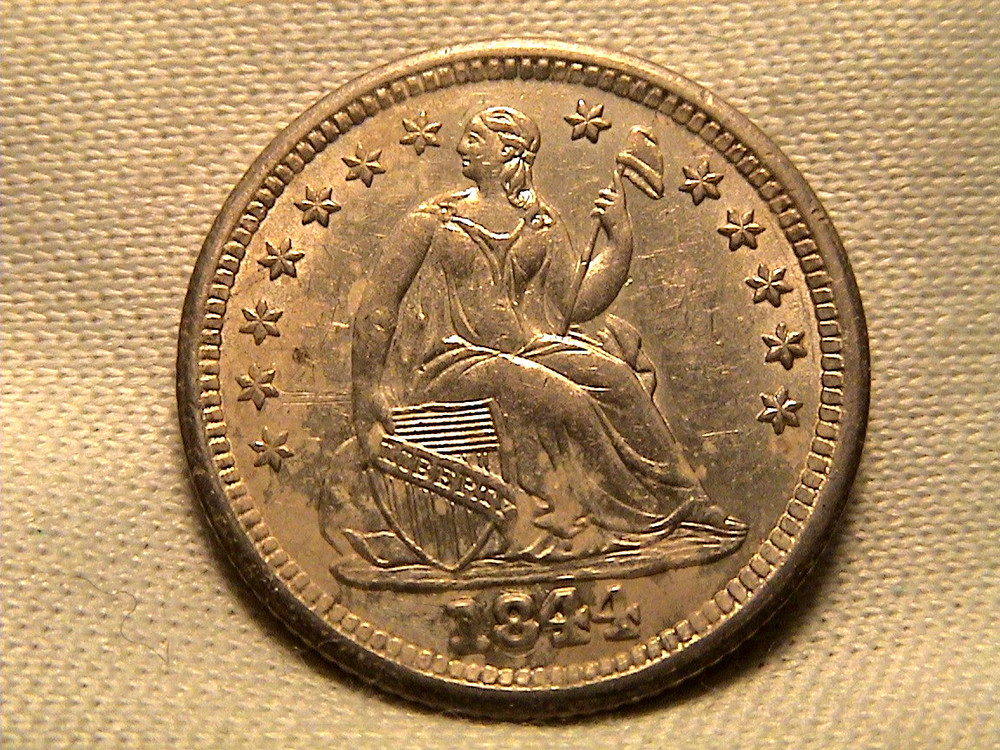 1844 Seated Liberty Half Dime Doubled 8 High Grade