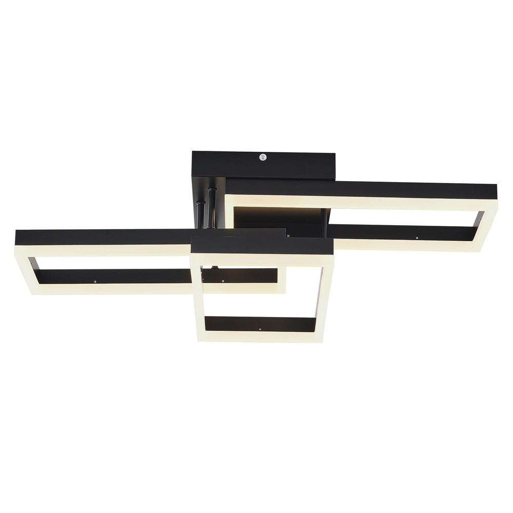 Ceiling Light Black Square Flush Mount Remote Control Dimmable Rectangle