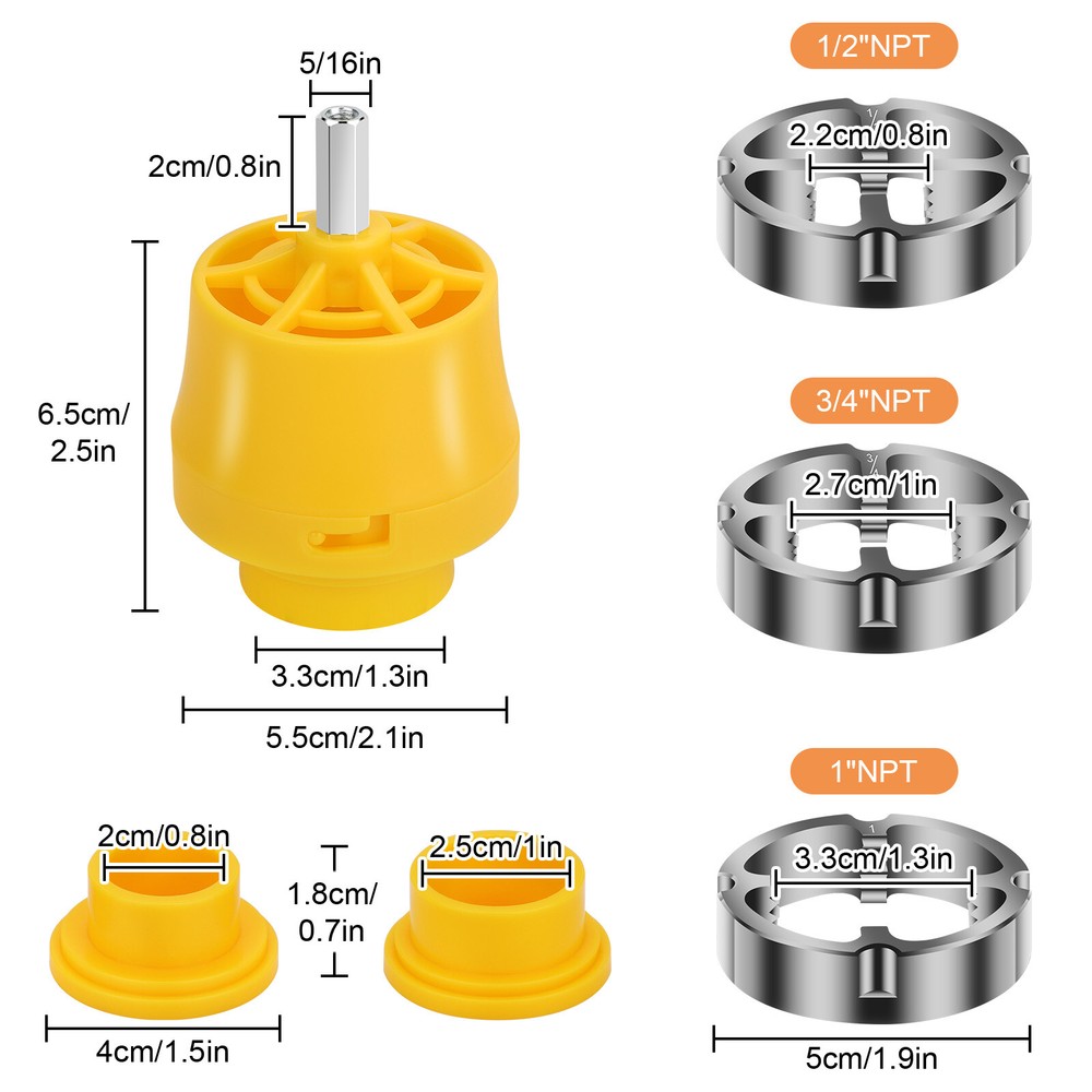 6pcs Round PVC Thread Maker Tool Pipe Threader Plumbing Tool for Electric Drill