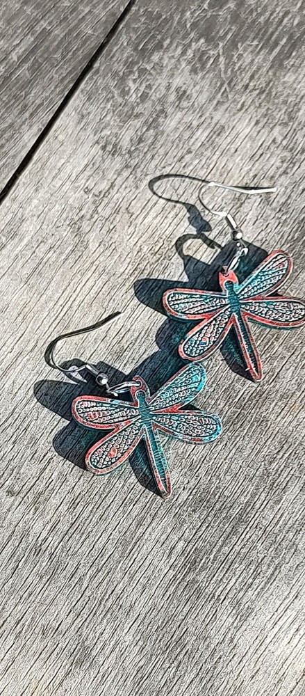 Unique dragonfly dangle earrings, 15 South