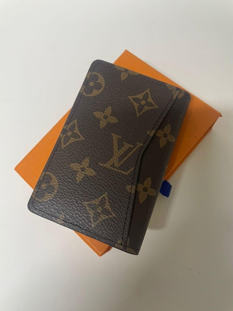 LV Louis Vuitton Pocket Organizer Monogram Eclipse Brown