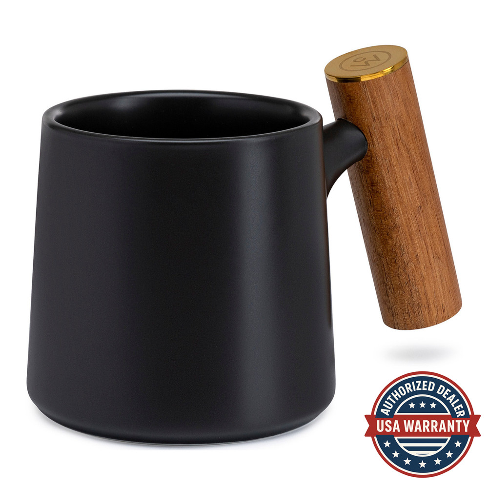 ChefWave Artisan Series Ceramic Coffee Mug Bamboo Handle (Black)