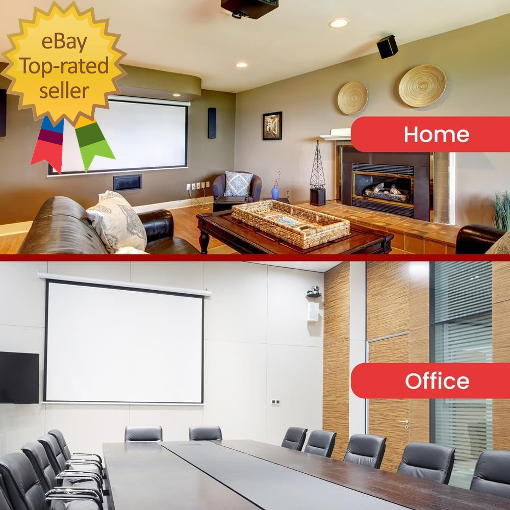 Manual Pull-Down Projector Screen - Universal 72-Inch Roll-Down Retractable Manu