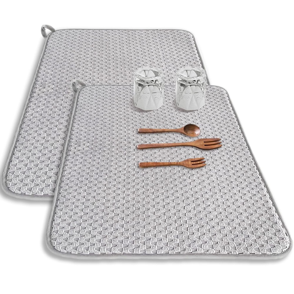 2 Pack Microfiber Dish Drying Mat,24*17 inch Absorbent Dish Drainer Kitchen C...