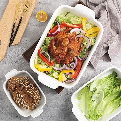 Baking Pans Set, Ceramic 9x13 Baking Dish with White Smooth baking dish set
