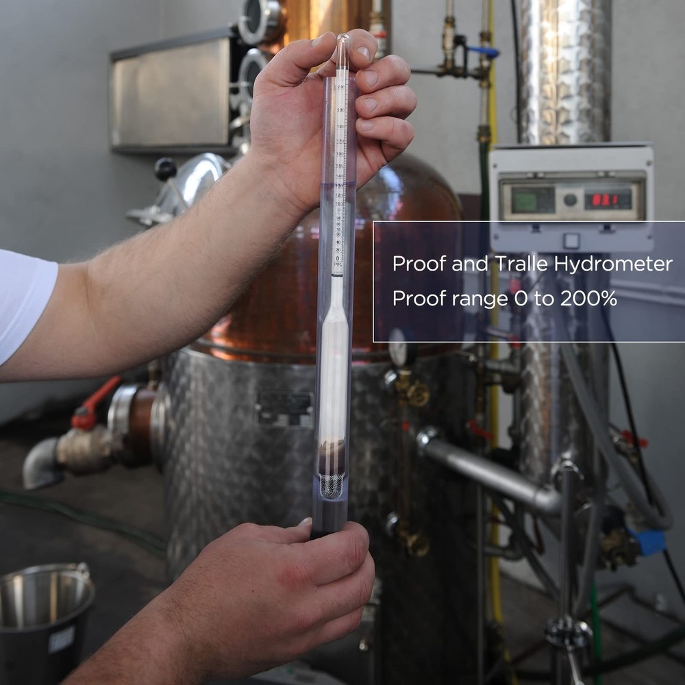3 Pcs Glass Hydrometer Alcoholmeter 0-200 Proof, Alcohol Hydrometer Digital f...
