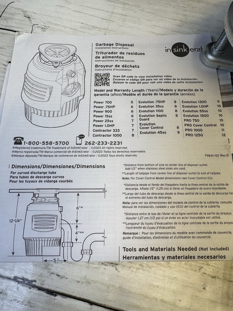 Garbage Disposal InSinkErator Power 900 Continuous feed 3/4 HP