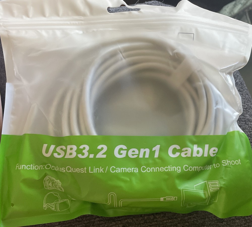 Virtual Reality headset Link USB 3.2 C Cable Gen 1 cable white 20 ft.