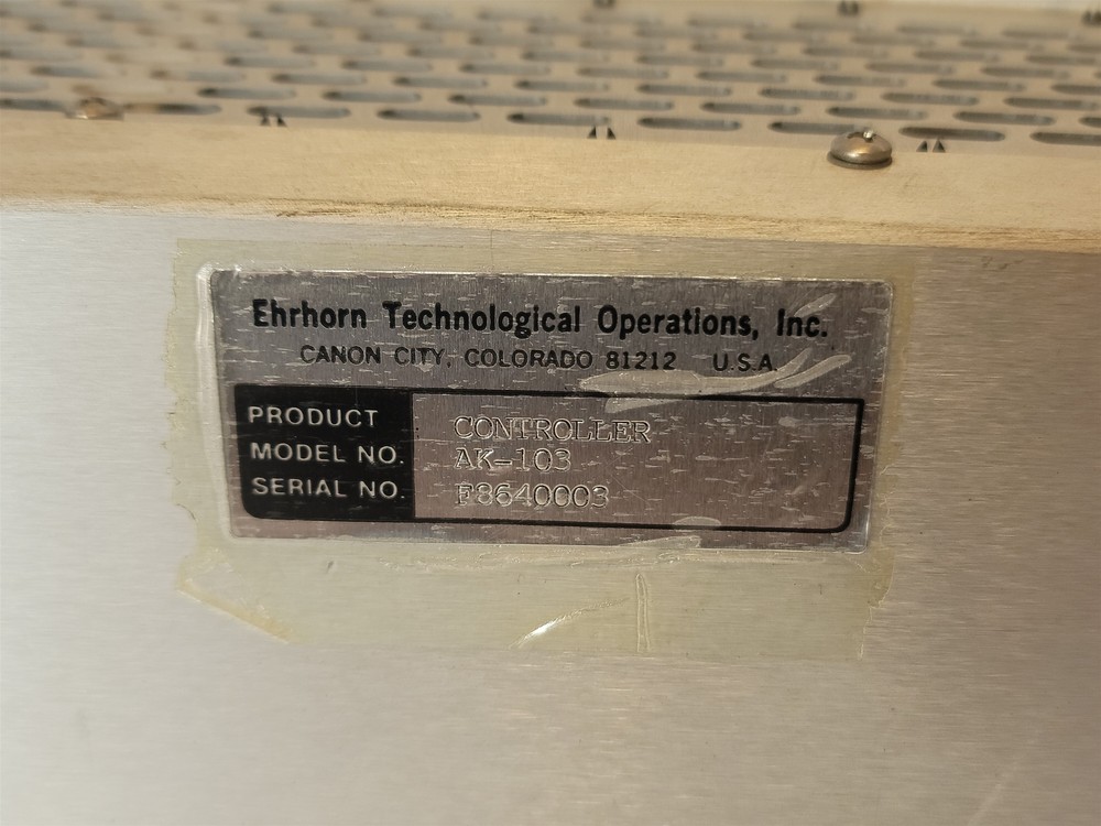 Ehrhorn Technological Operations AK-103 AB-061 Controller Rack Chassis
