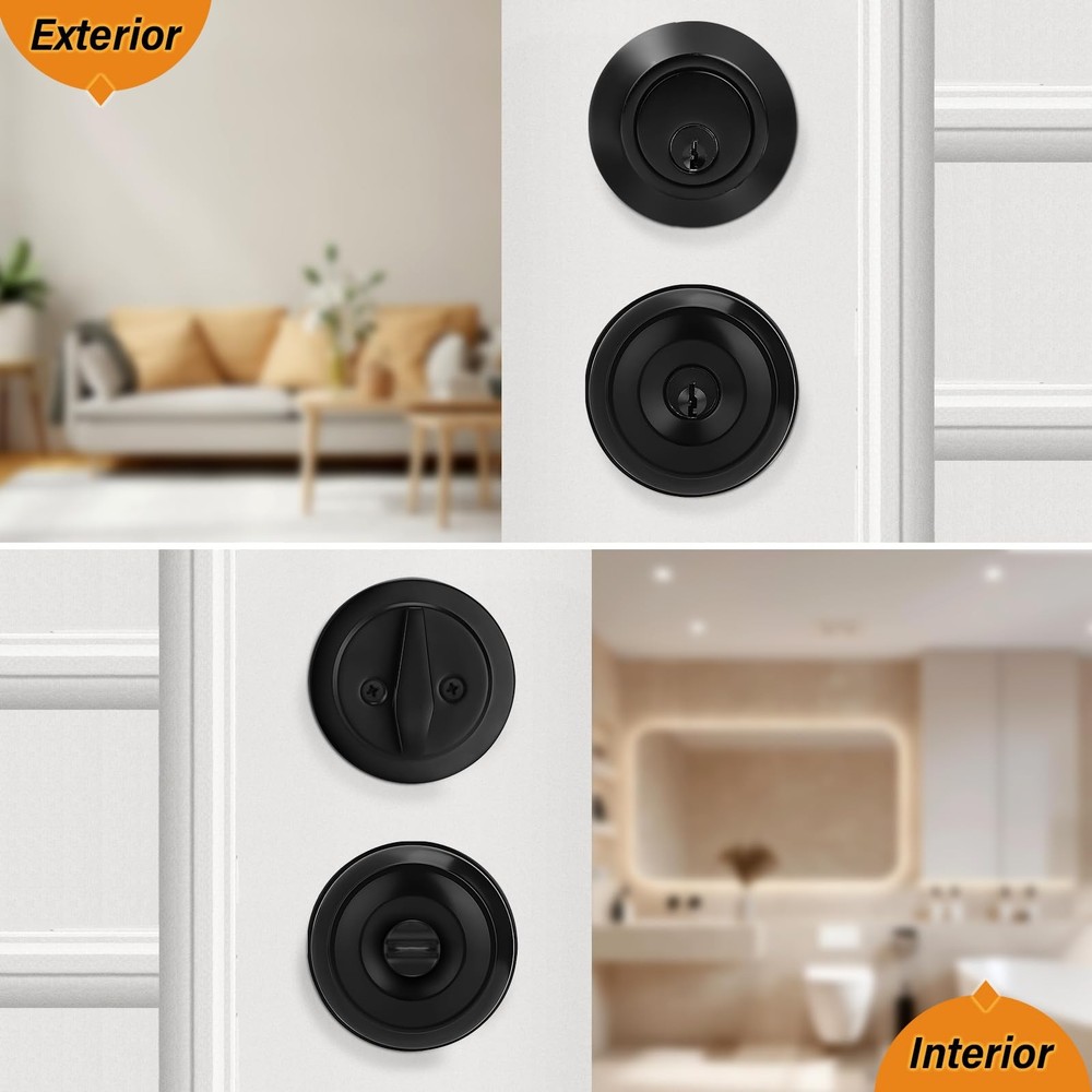 Probrico Entry Door Knobs and Single Cylinder Deadbolt Lock Combo Set, Keyed