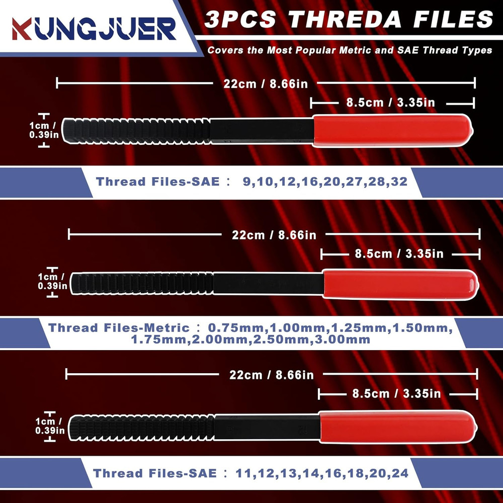 3Pcs Thread File Set, Thread Restorer File Set, Thread Restoring Chaser Files...