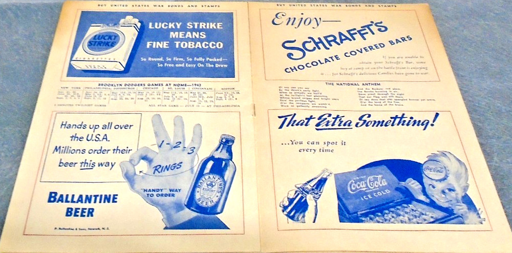 1943 PITTSBURGH PIRATES PROGRAM SCORECARD UNSCORED RARE VS. BROOKLYN DODGERS