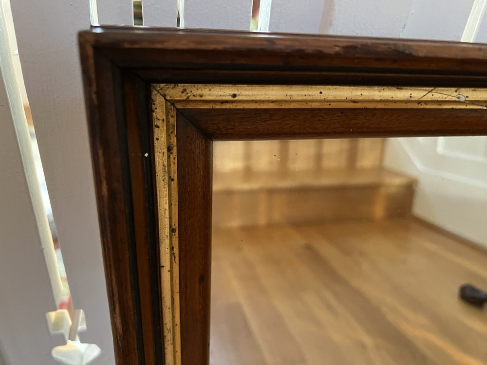 Antique Primitive Walnut Wood Framed Mirror 16.”