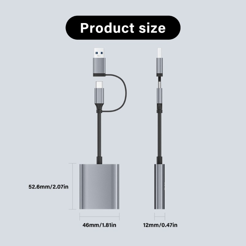 Two Interfaces XQD Card Reader USB3.0 And Type C For Computer Mobile Devices