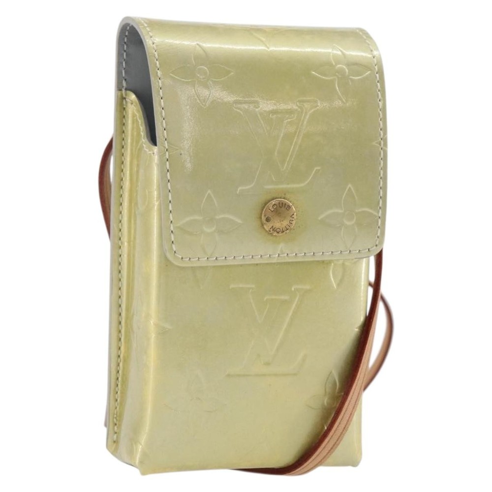 LOUIS VUITTON Monogram Vernis Green Cigarette Case Gris LV Auth 157481