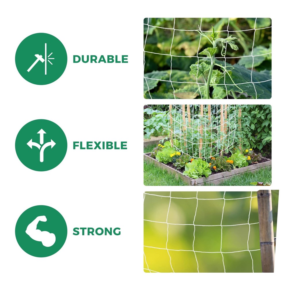 White 3 PCS 5x15 FT Heavy Duty Polyester Square Mesh Trellis Netting