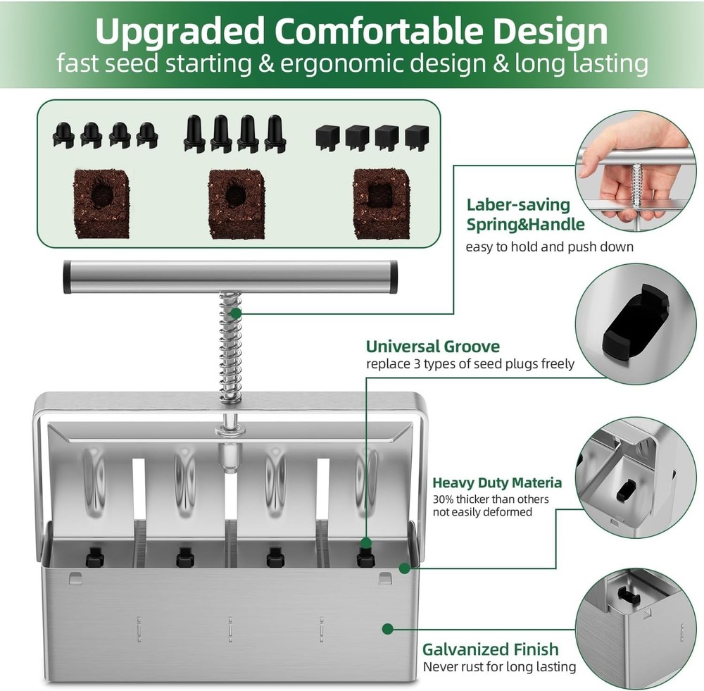 Soil Blocker 2 Inch 4 Cell Handheld Soil Blocking Tool for Seed Starting