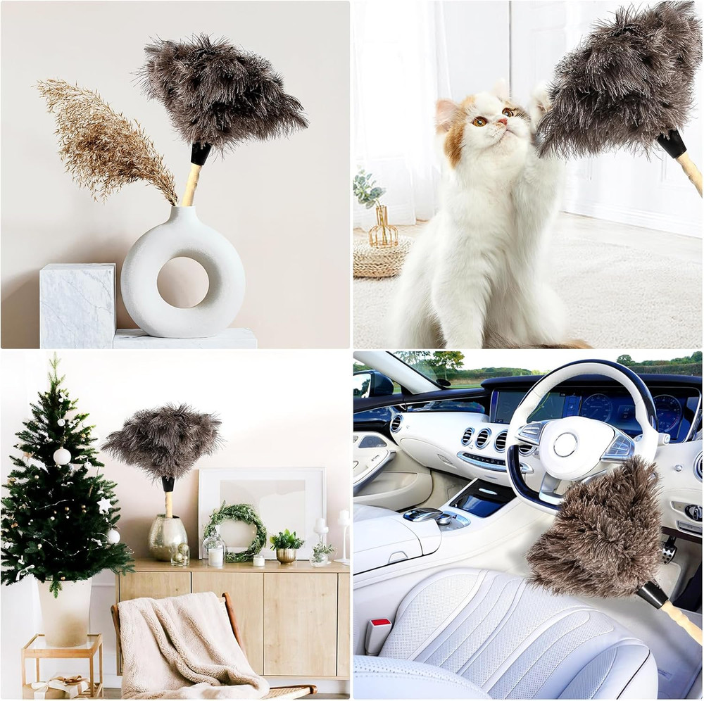 2 Pack Ostrich Feather Duster Natural Static Free Scratch Free Cleaner