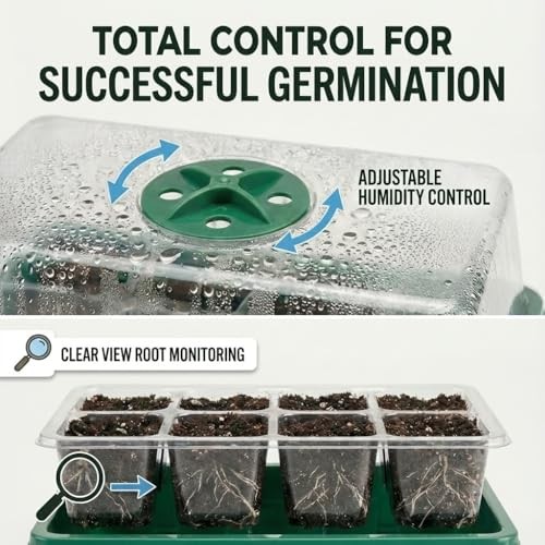 Seed Starter Kit with Grow Light, Elevated Seedling Tray Kit with Adjustable