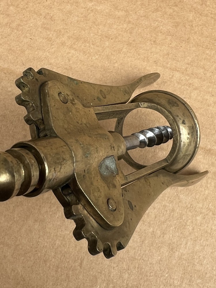Big Antique Heavy Brass Corkscrew--Cork Pull 9-1/2"