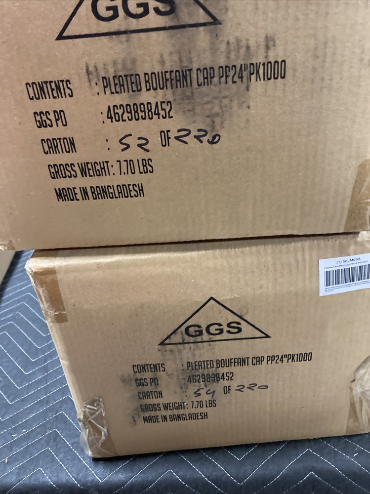 2 cases Bouffant Caps, 24", 2 x 1000/Count