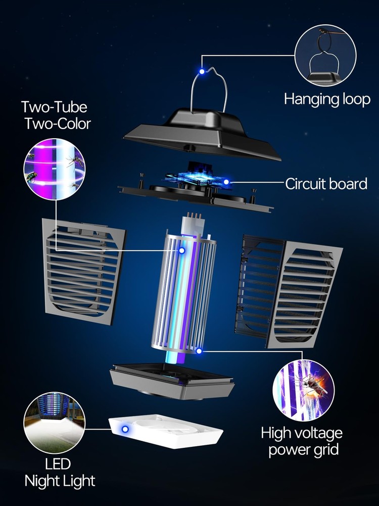 Bug Zapper, Mosquito Zapper with LED Light, Outdoor, Electric Blue