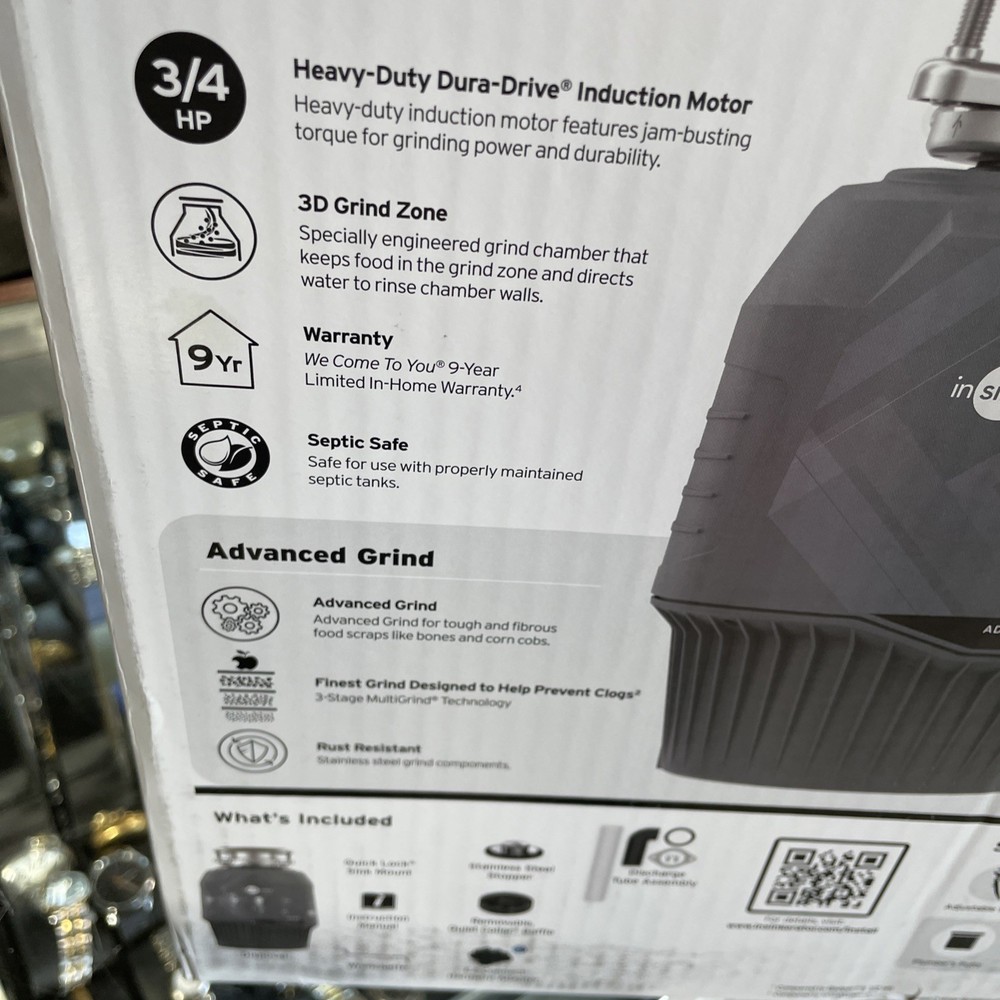 Insinkerator Evolution .75HP 3/4 HP Garbage Waste Disposal Advanced Series