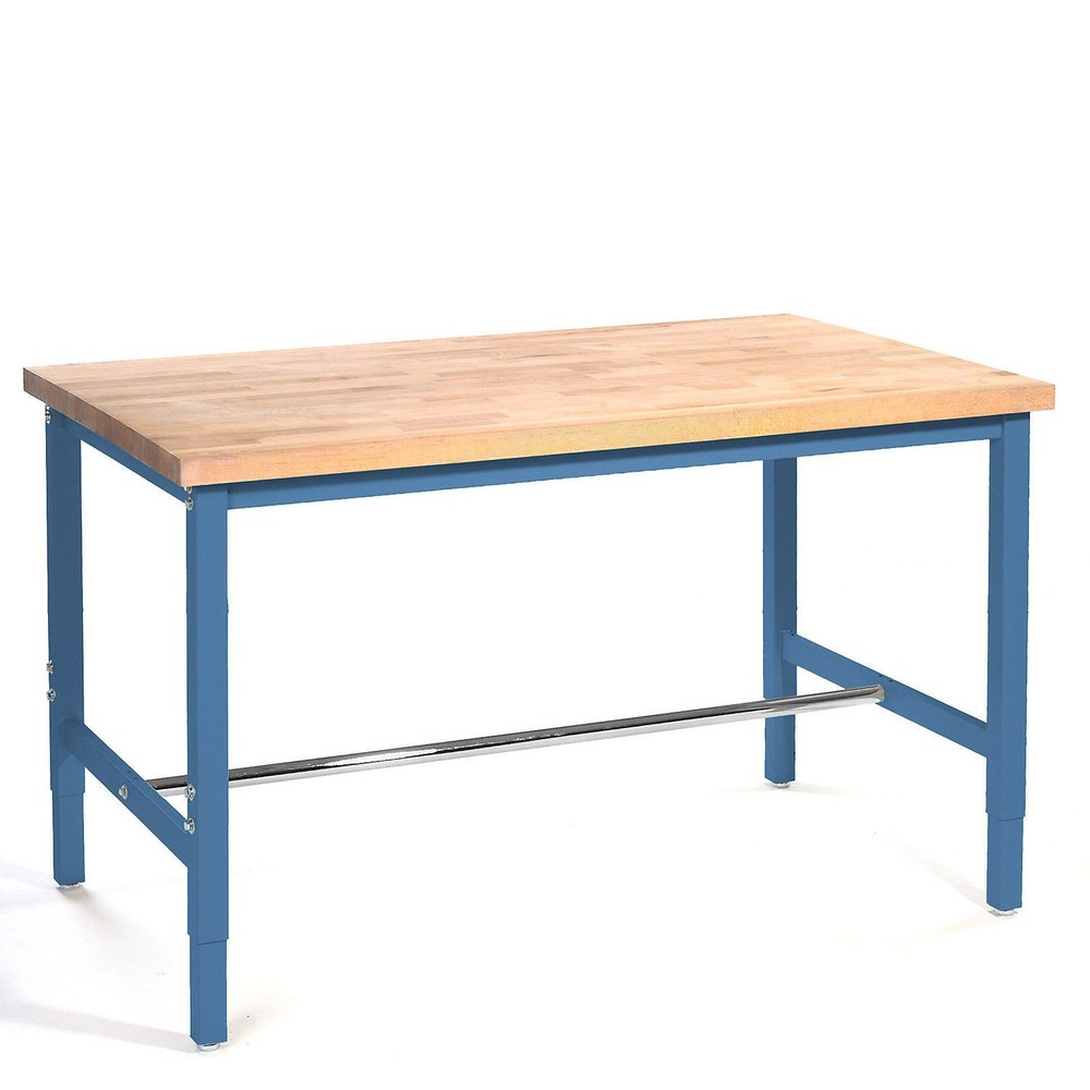 Production Workbench - Maple Butcher Block Square Edge - Blue 48"W x 36"D