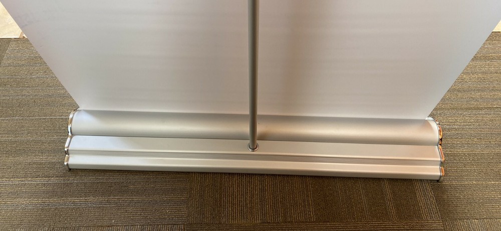 Silver Step 36" Retractable Banner rollup 36" wide With Case Silver Pull Up