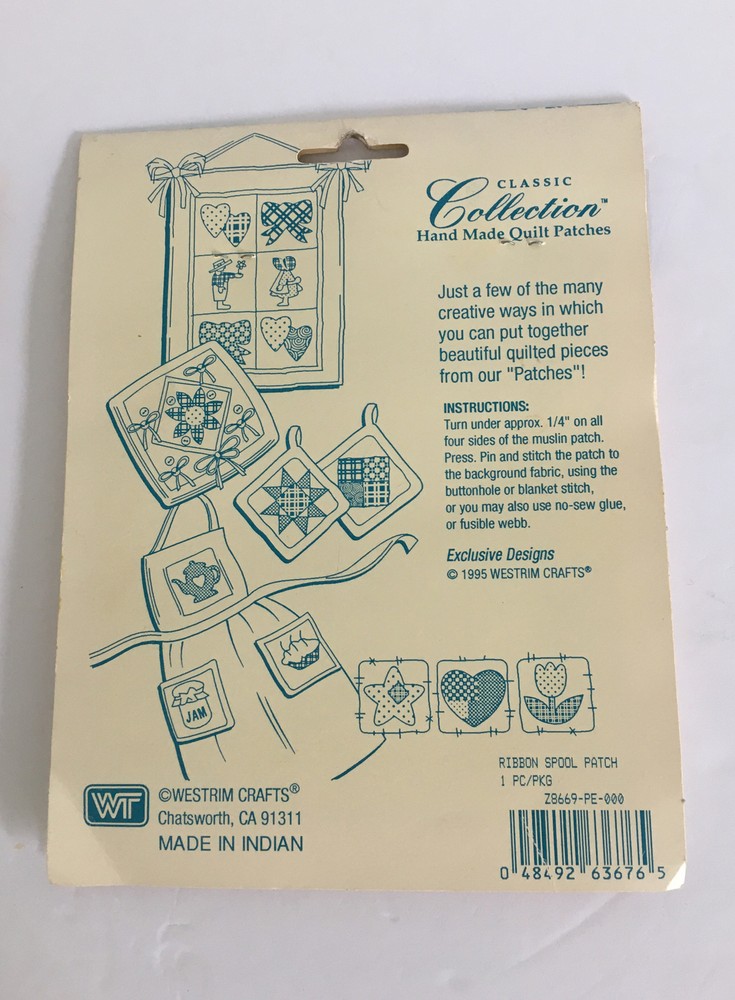3 Classic Collection Hand Made Quilt Patch Pattern Ribbon Spool Patch
