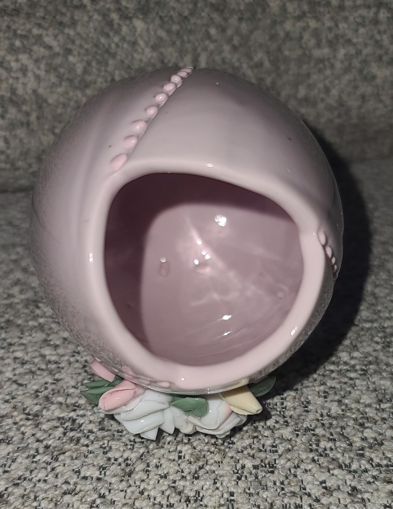 Vintage Pink Easter Egg Vase Glazed Ceramic