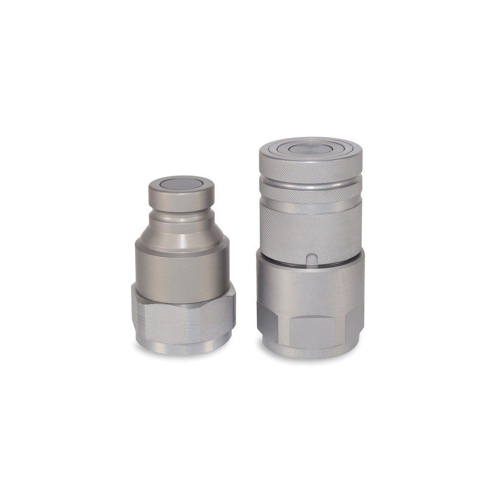 1″ Flat Face Hydraulic Quick Couplers Set - 1-1/4″ SAE Thread