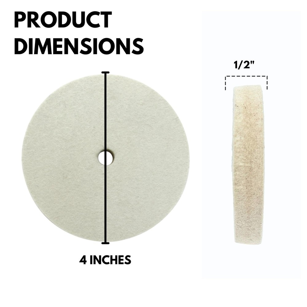 4-Inch Hard Felt Buffing Wheels with 1/4-Inch Shank for Drill