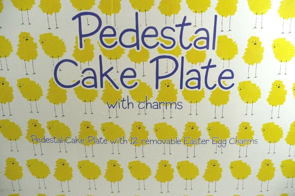 BOSTON WAREHOUSE Pedestal Cake Plate Removable Easter Egg Charms Original Box!!