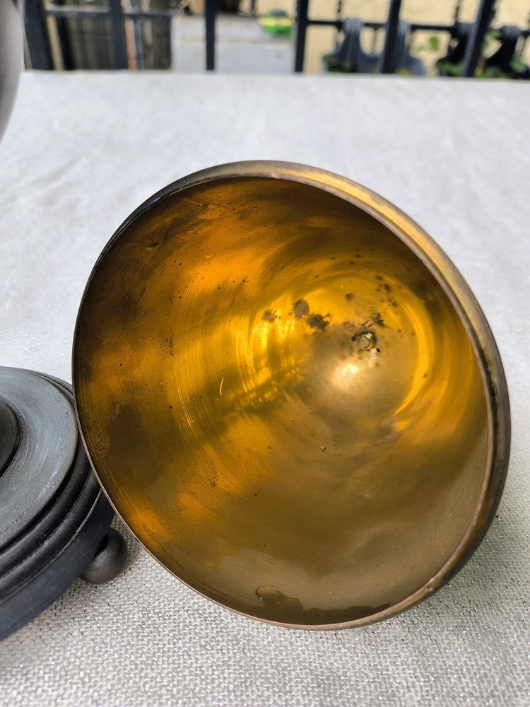 11" Brass and Metal Egg Decor Footed Stand