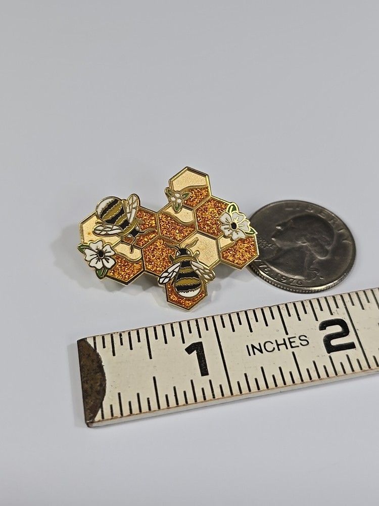Bees On Honeycomb Lapel Pin