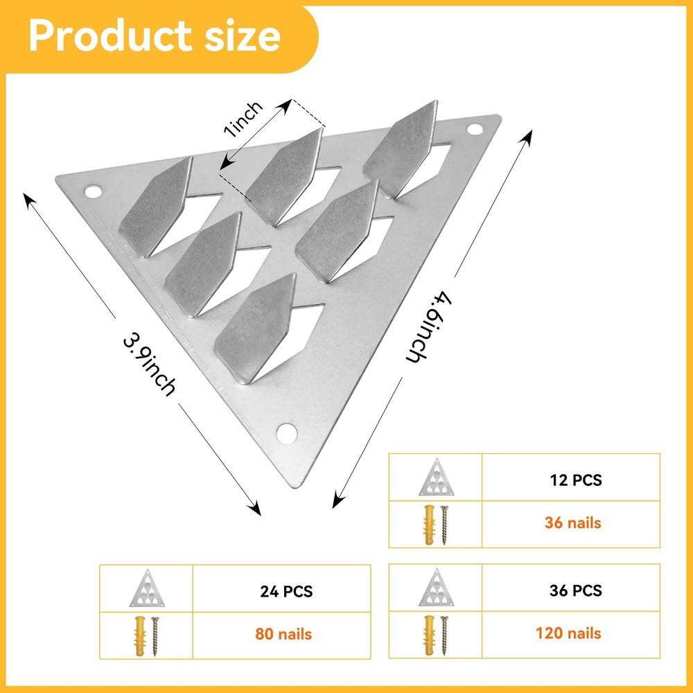 36 Pack Surface Mount Impaler Acoustic Panel Mounting Hardware - 4.6" X 3.9" ...