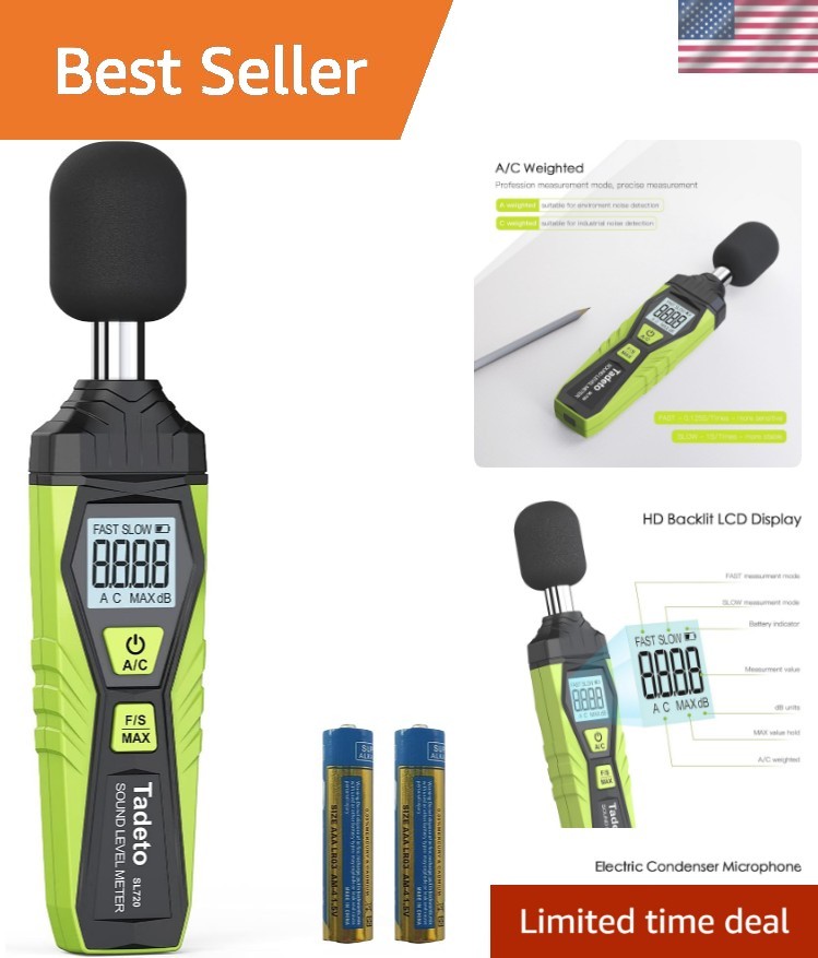 Compact Portable Decibel Meter with MAX Hold Function & Backlight - 30 to 130dB