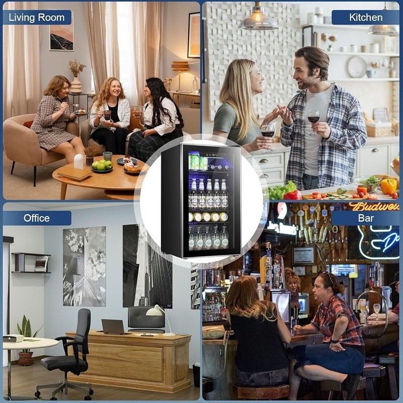 Mini Beverage Cooler Fridge Wine Beer Storage Quiet Countertop Compact Design US